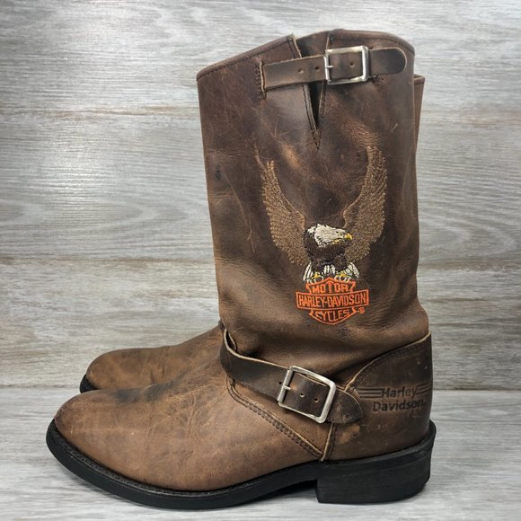 Harley Davidson Other - Harley Davidson Mens Brown Leather Mid Calf Motor Cycle Boots Size US 9.5 EE